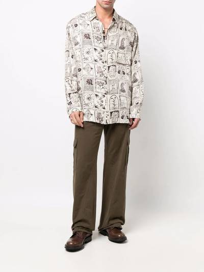 Nanushka sketch-print long-sleeve silk shirt outlook