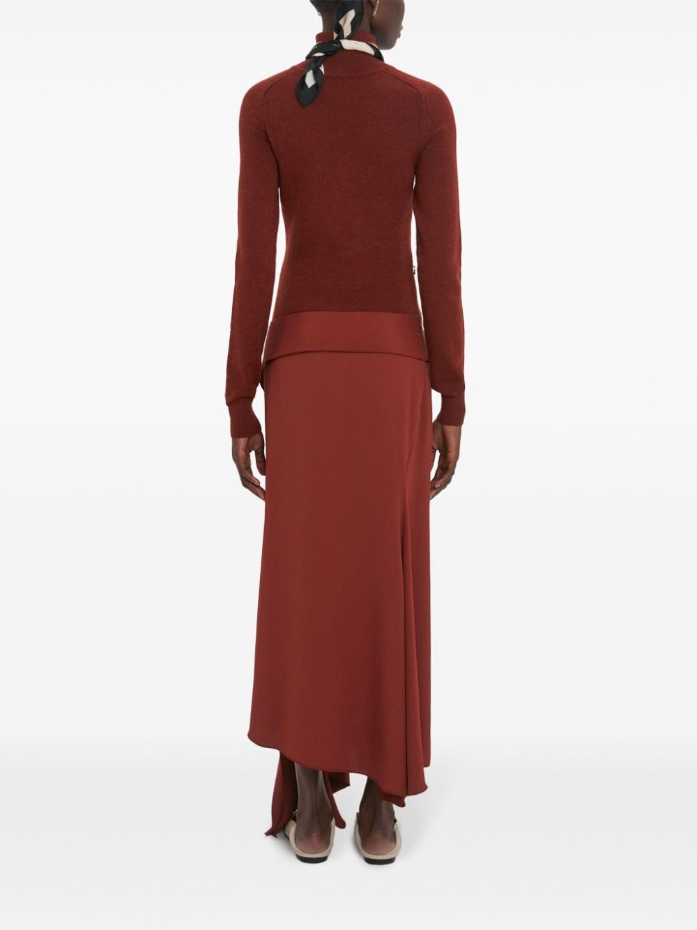 draped-detail high-neck maxi dress - 4