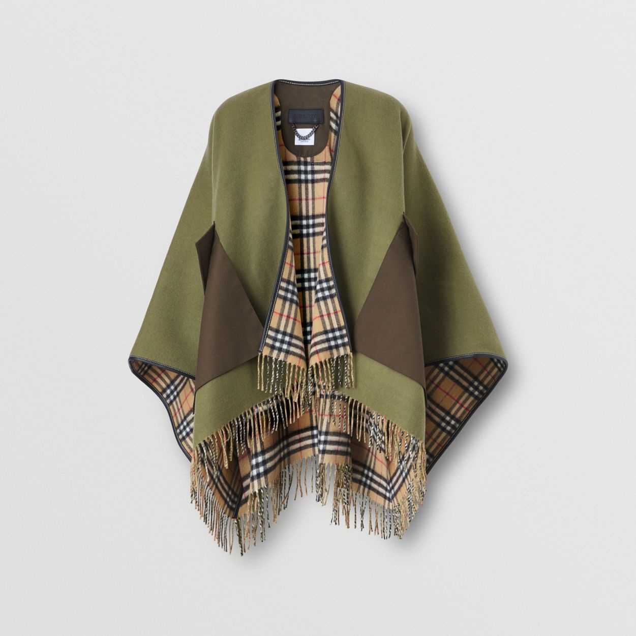 Reversible Vintage Check Wool Cashmere Cape - 4