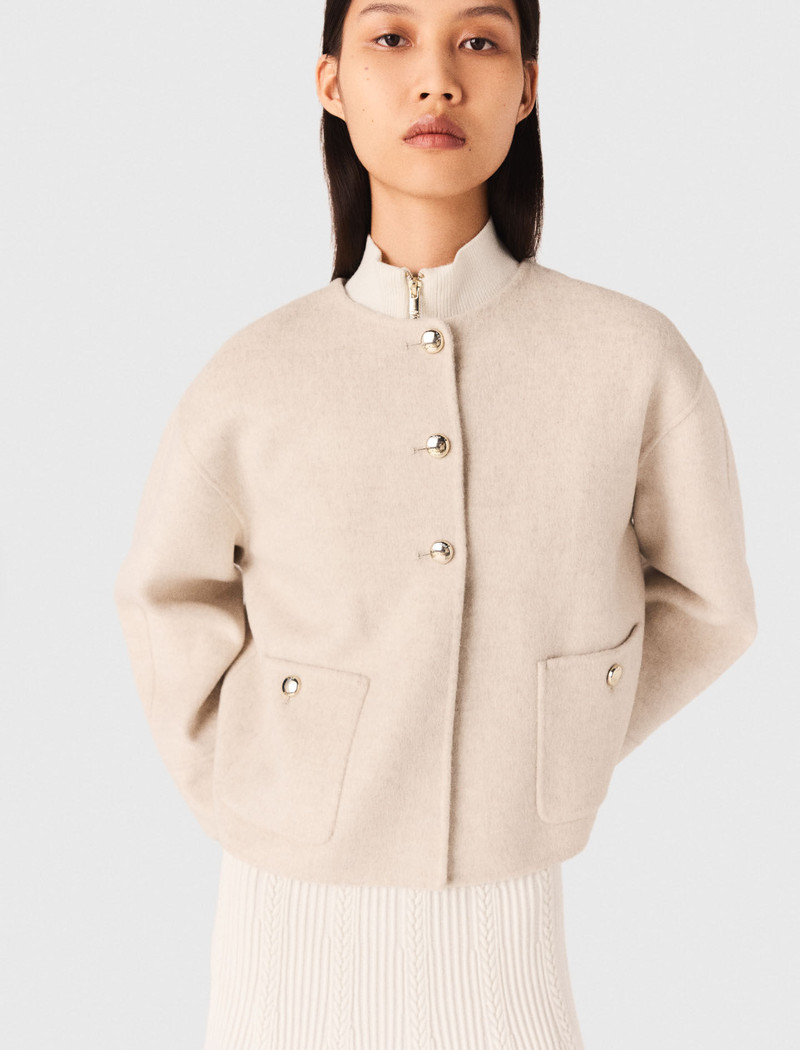 Cropped wool coat with removable scarf 9