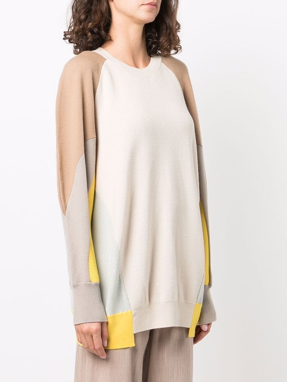 contrast-panel wool jumper - 3