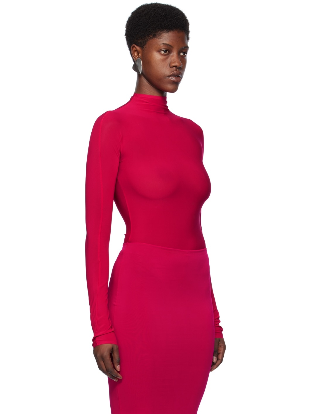 Pink High Neck Bodysuit - 2
