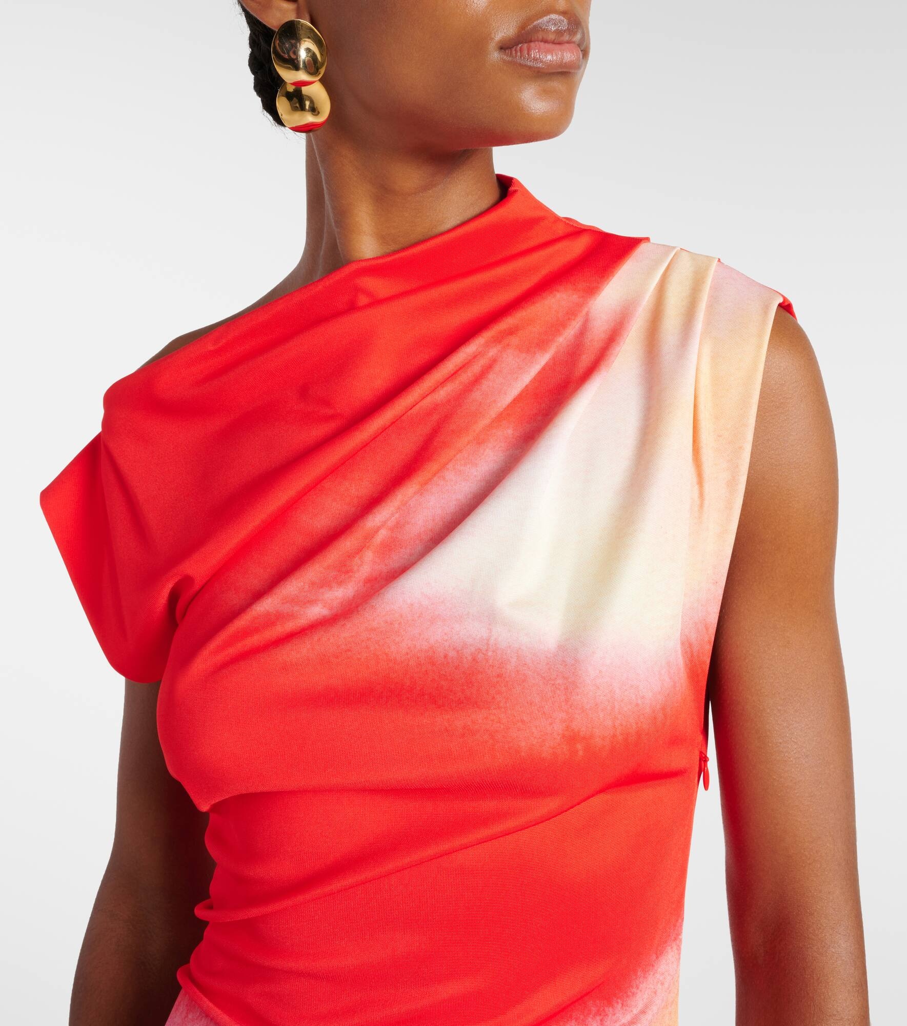 Colorblock draped jersey midi dress - 4