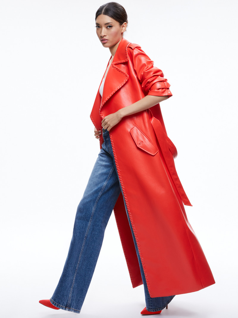 Alice + Olivia NEVADA VEGAN LEATHER TRENCH COAT outlook