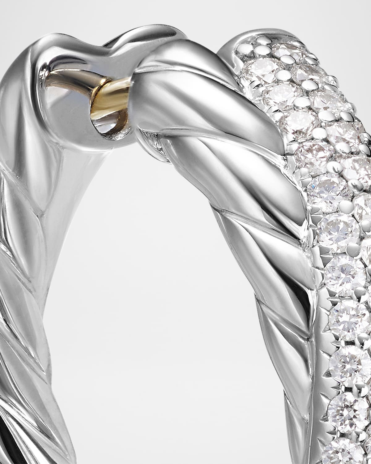 Crossover Hoop Earrings in Silver, 6.6mm, 0.9"L - 4