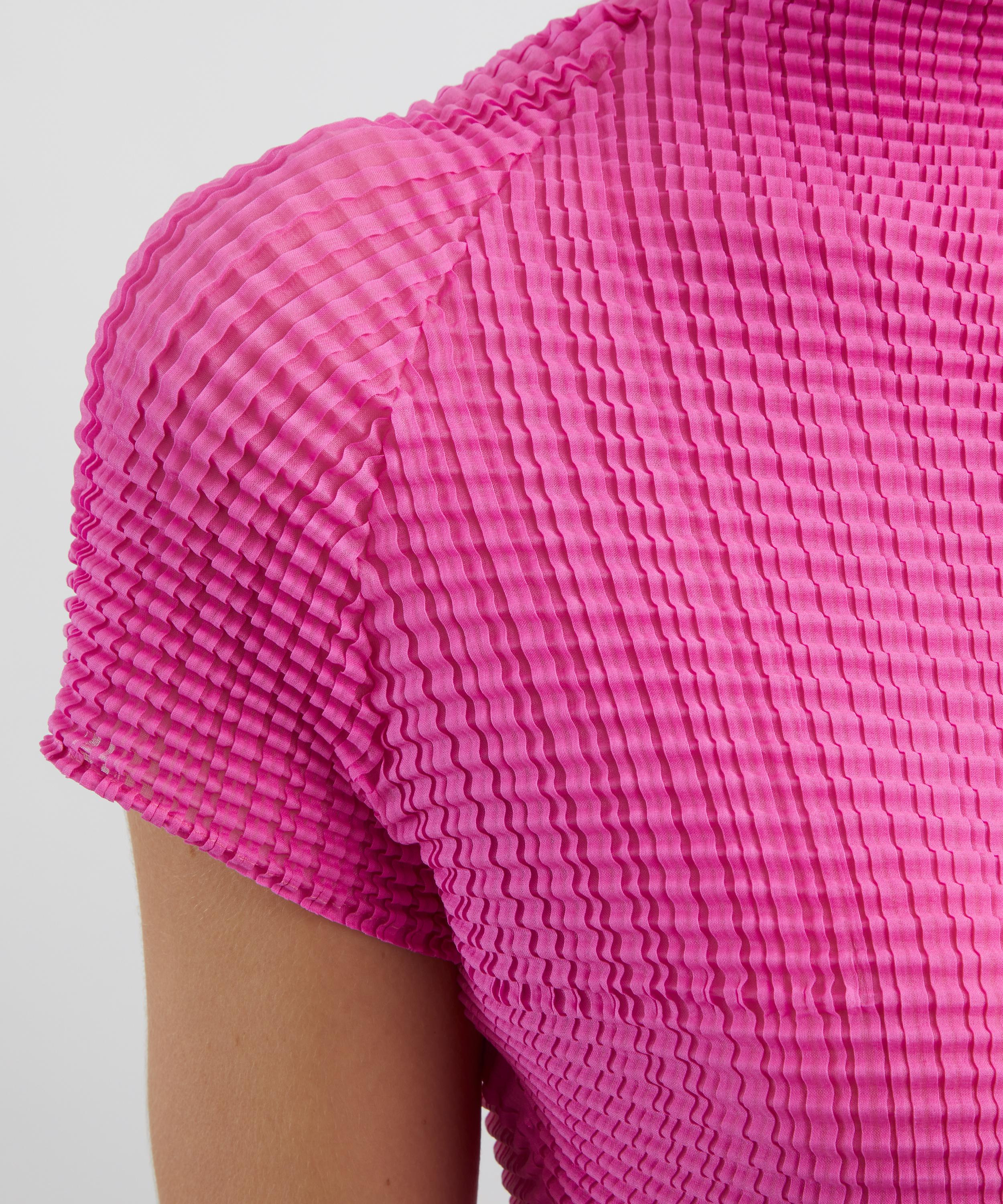 Pink Wooly Pleats-58 High-Neck Top - 5