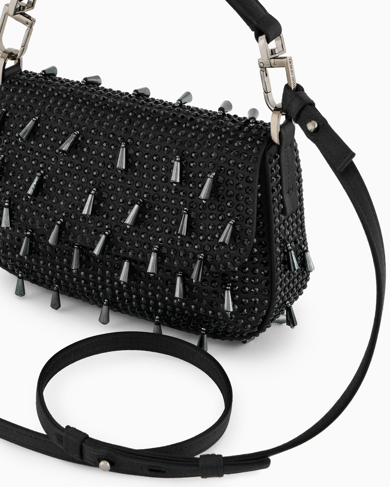 LA PRIMA SOFT MINI SATIN HANDBAG WITH RHINESTONE AND BEAD EMBROIDERY 5