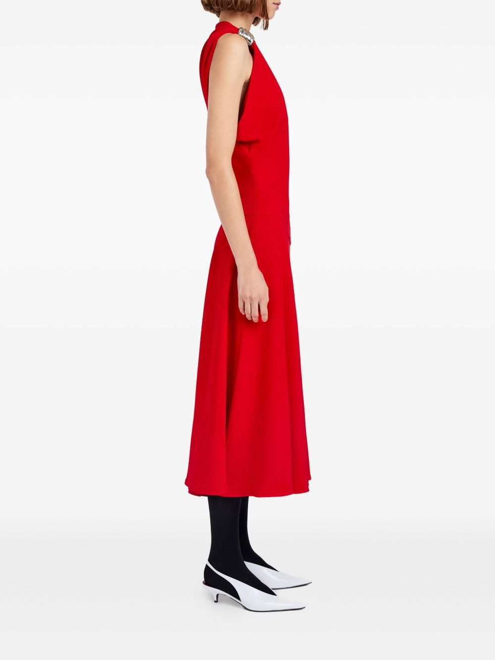 draped one-shoulder midi party dress - 3