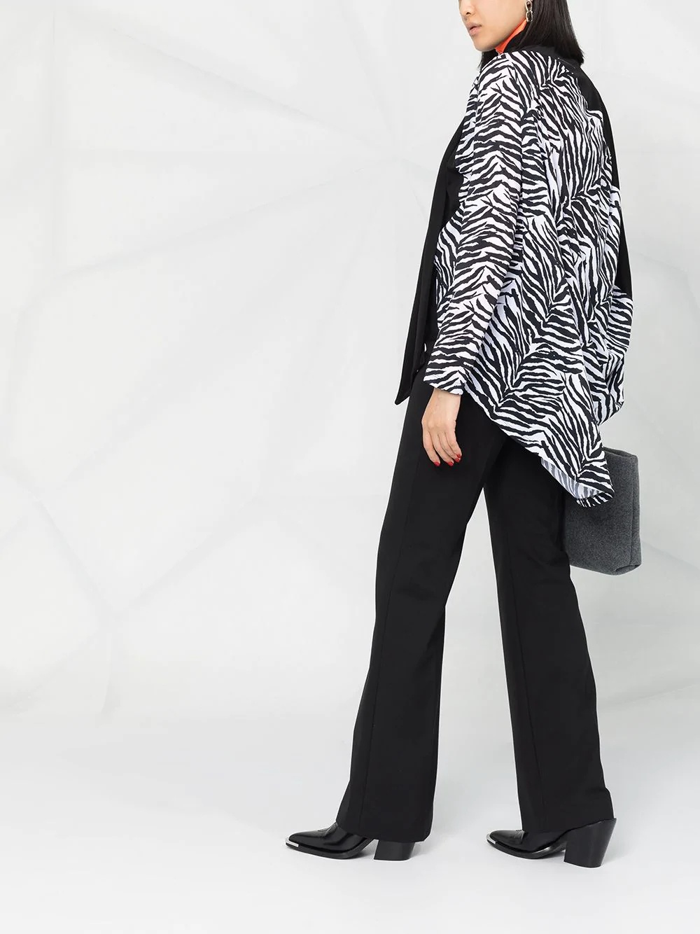 zebra-print panel blouse - 2