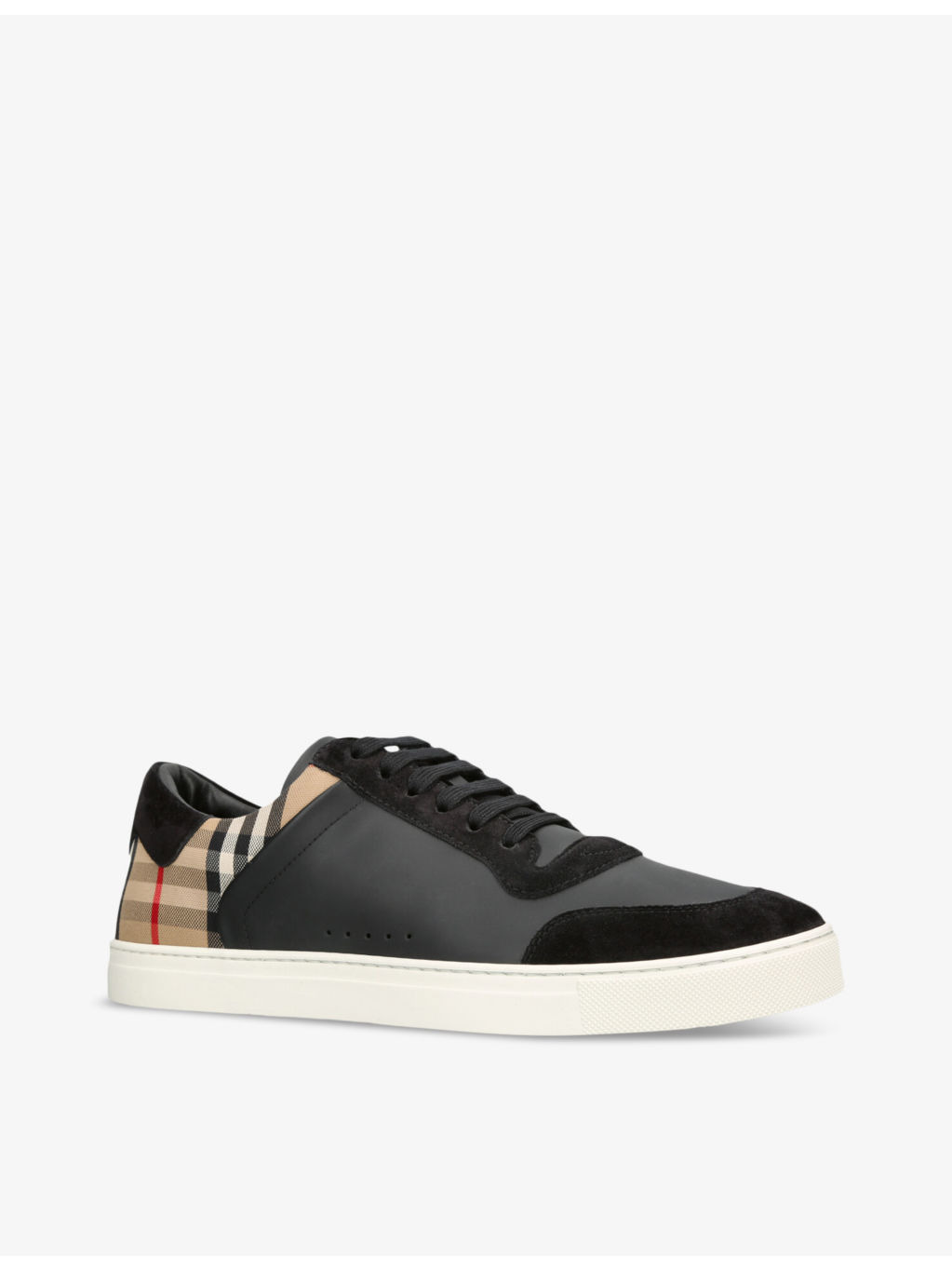 Stevie check-print leather low-top trainers - 3