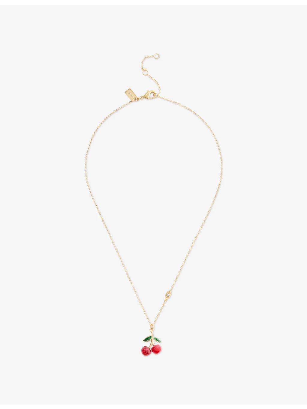 Cherry Gold-Plated Brass and Enamel Pendant Necklace - 1