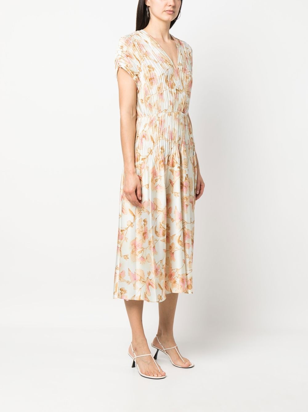 floral-print plissé dress - 3