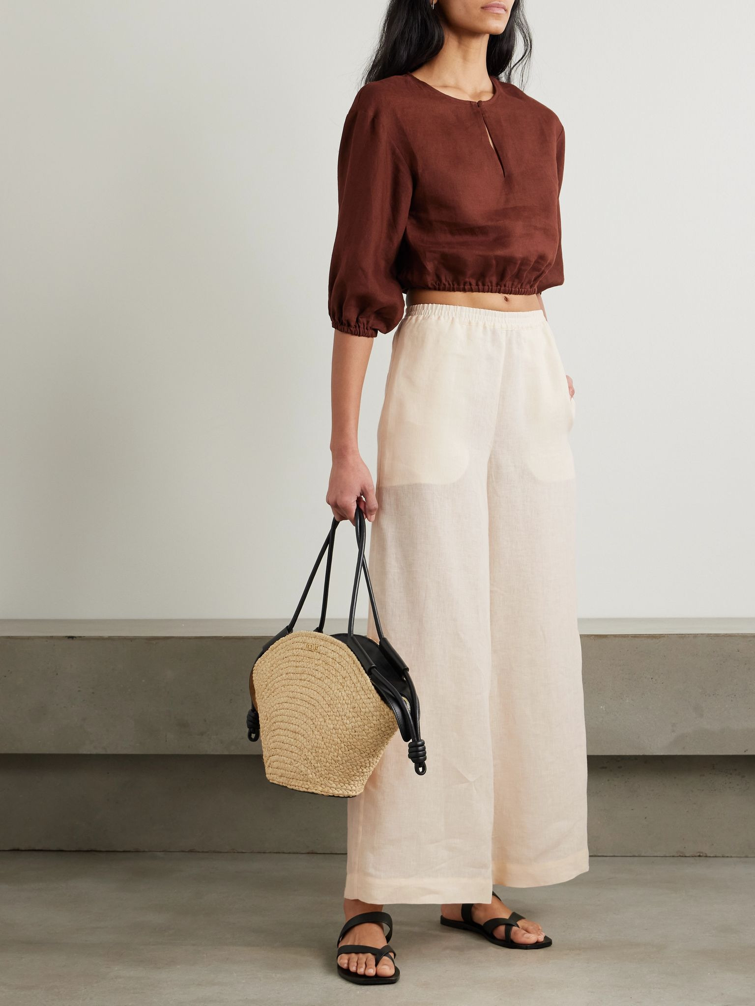 L'Intemporel Select linen wide-leg pants Beige - 2
