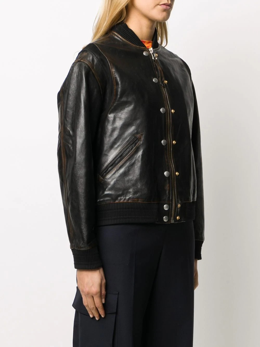 decorative buttons leather jacket - 3