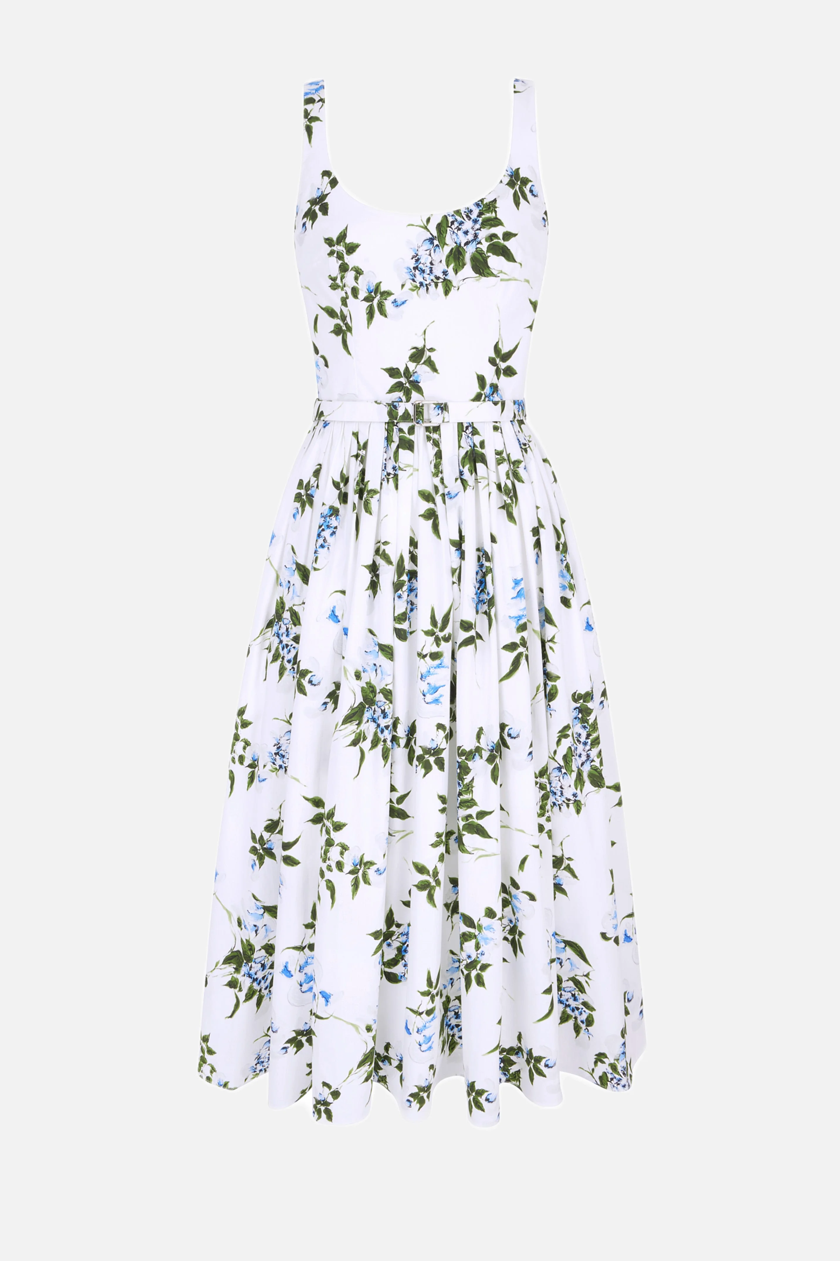 Eglantine Dress In Lilac Lillies & Cherry Print on White Organic Cotton - 1