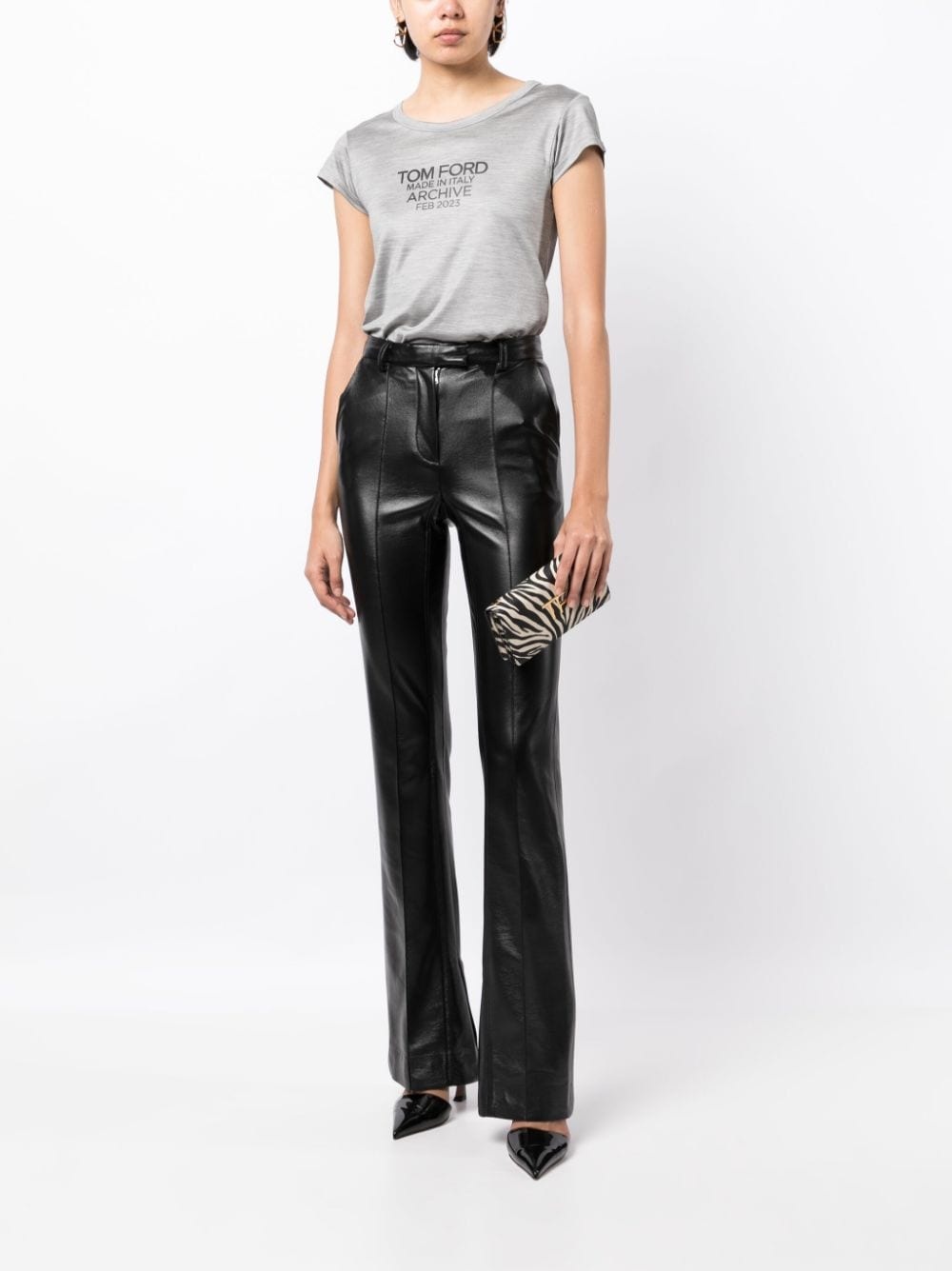 logo-print silk T-shirt - 2