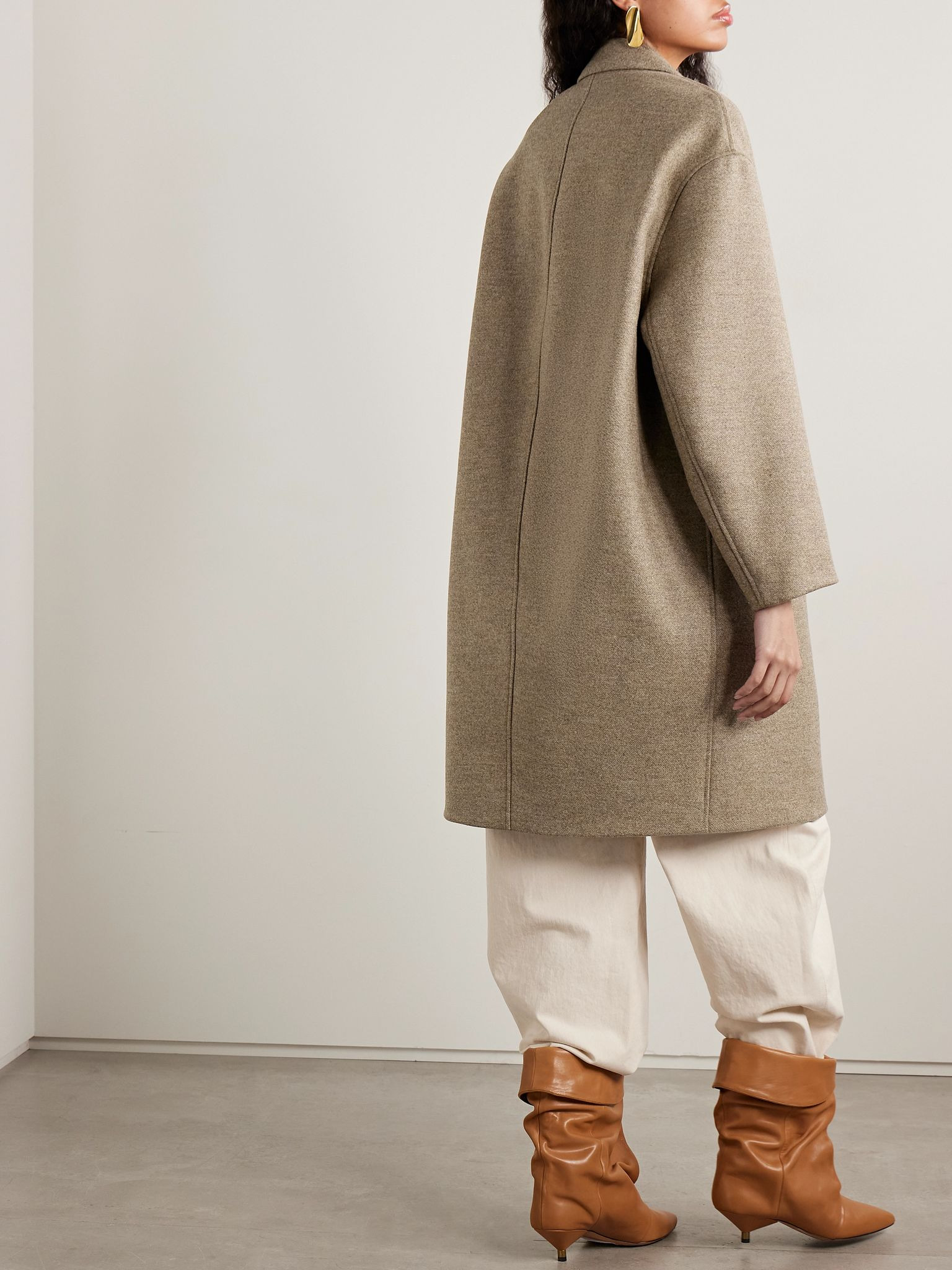 Efegozi double-breasted wool coat Army green - 4