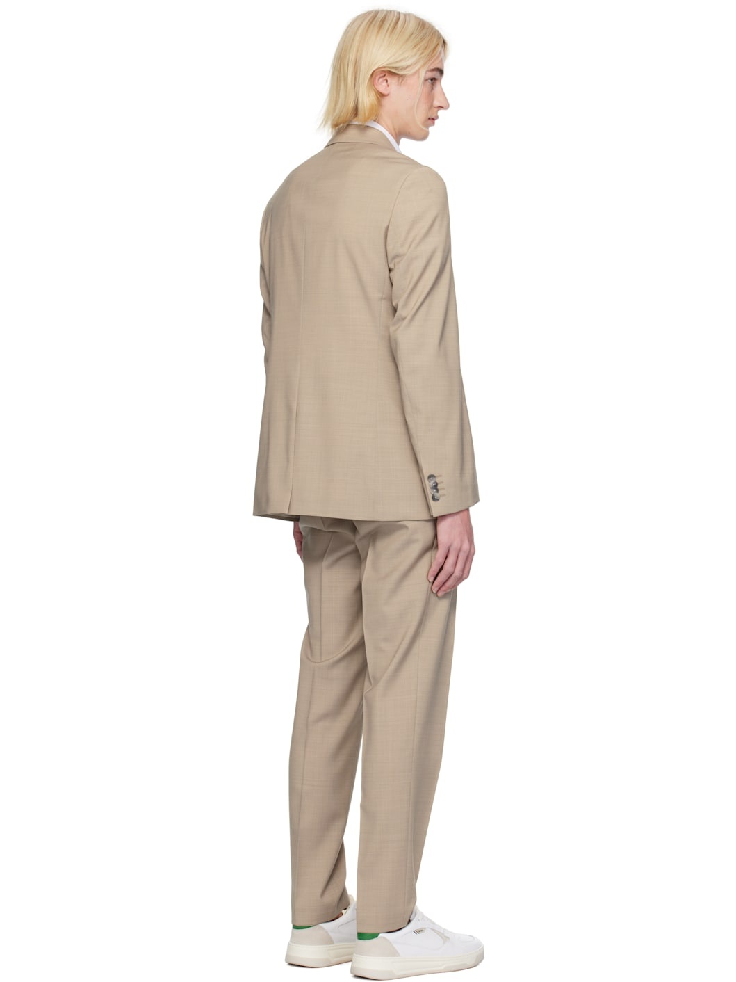 Beige Slim-Fit Suit - 3
