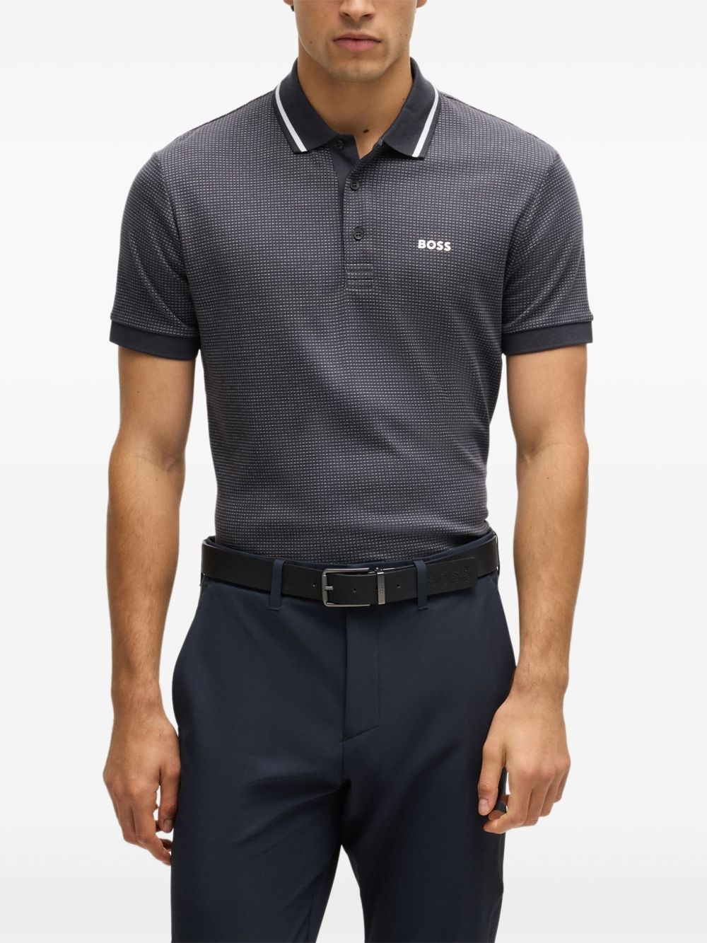 pattern-jacquard polo shirt - 3