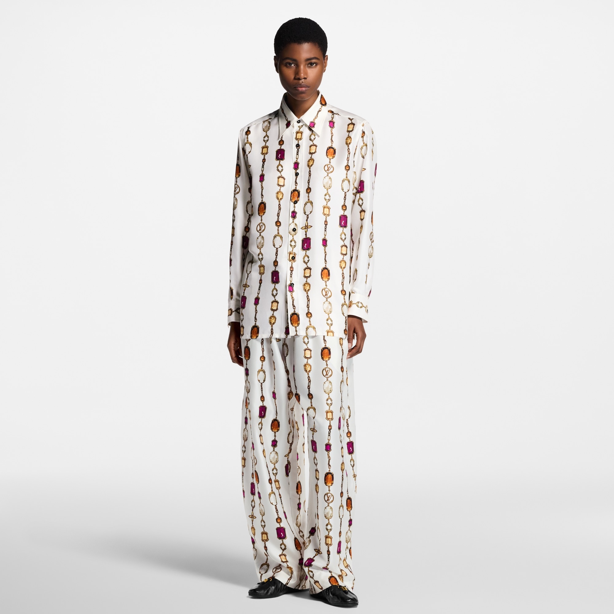 Necklace Print Pajama Pants - 6