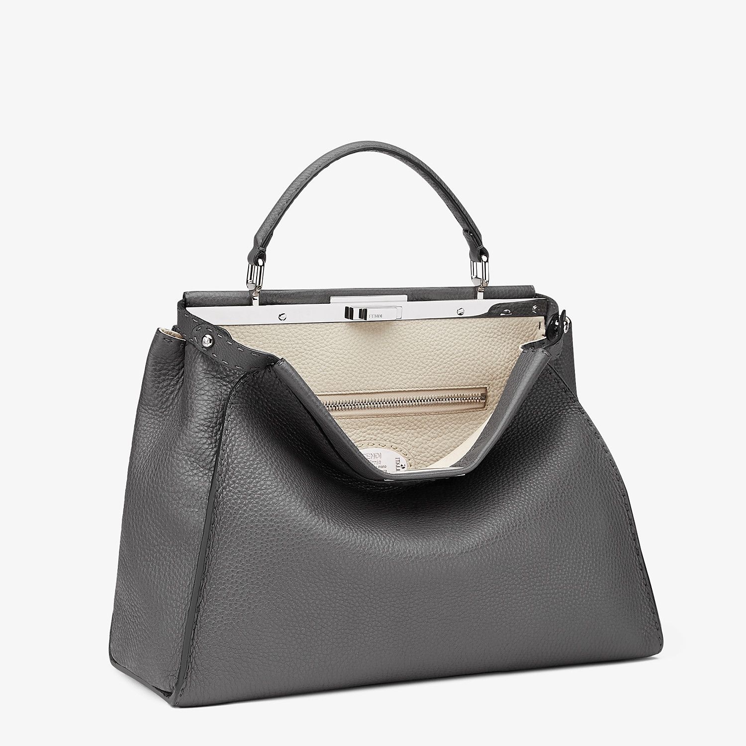 Handbag in grey Roman leather - 2