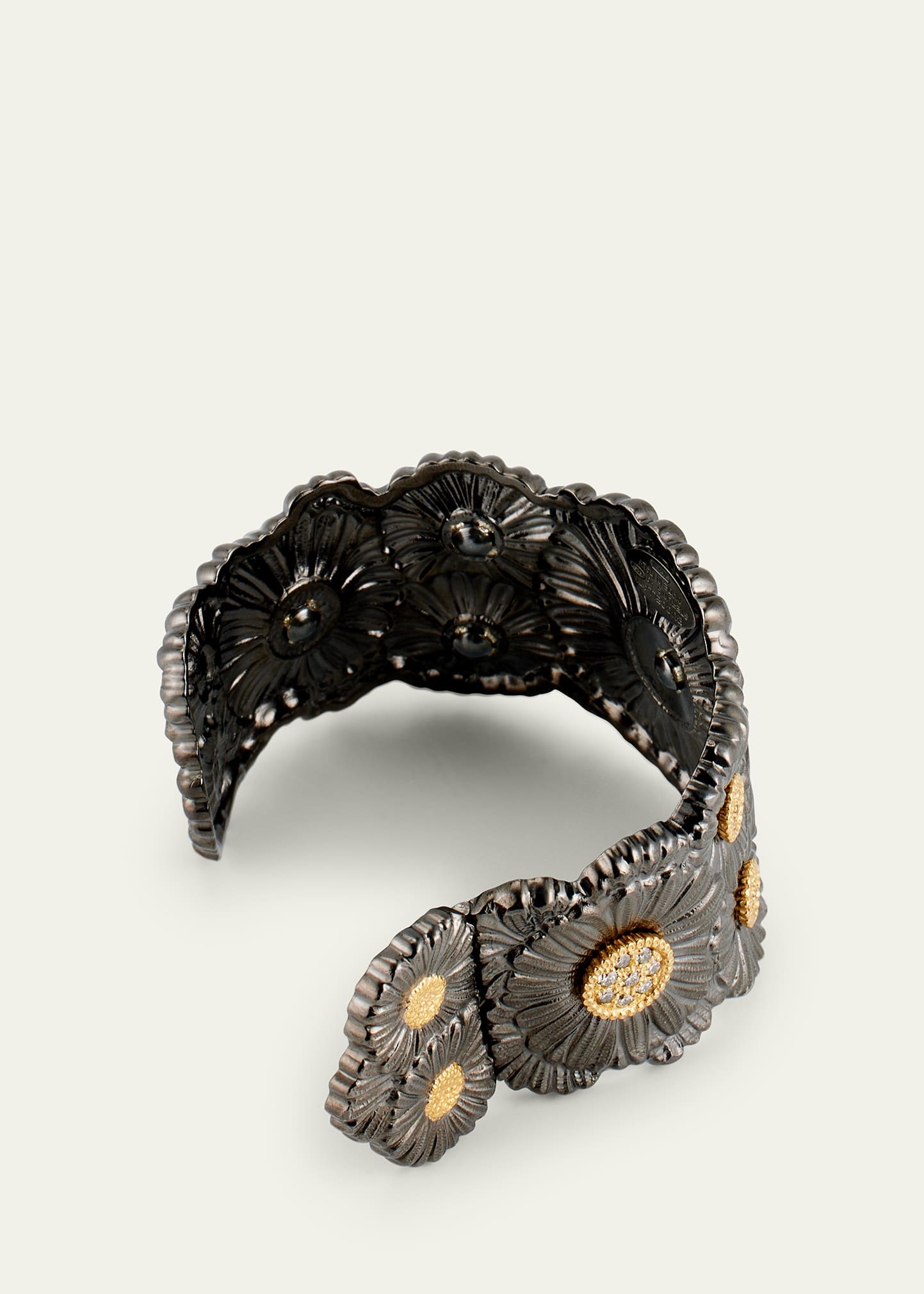 Silver and 18K Gold Daisy Blossoms Bracelet with Diamonds - 4