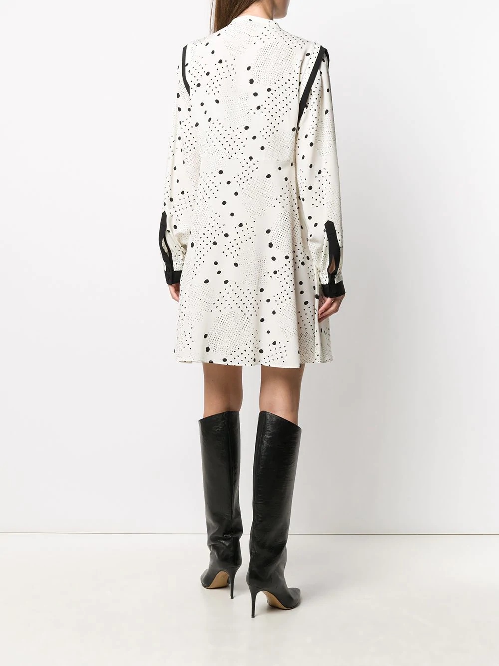 long-sleeve polka dot dress - 4