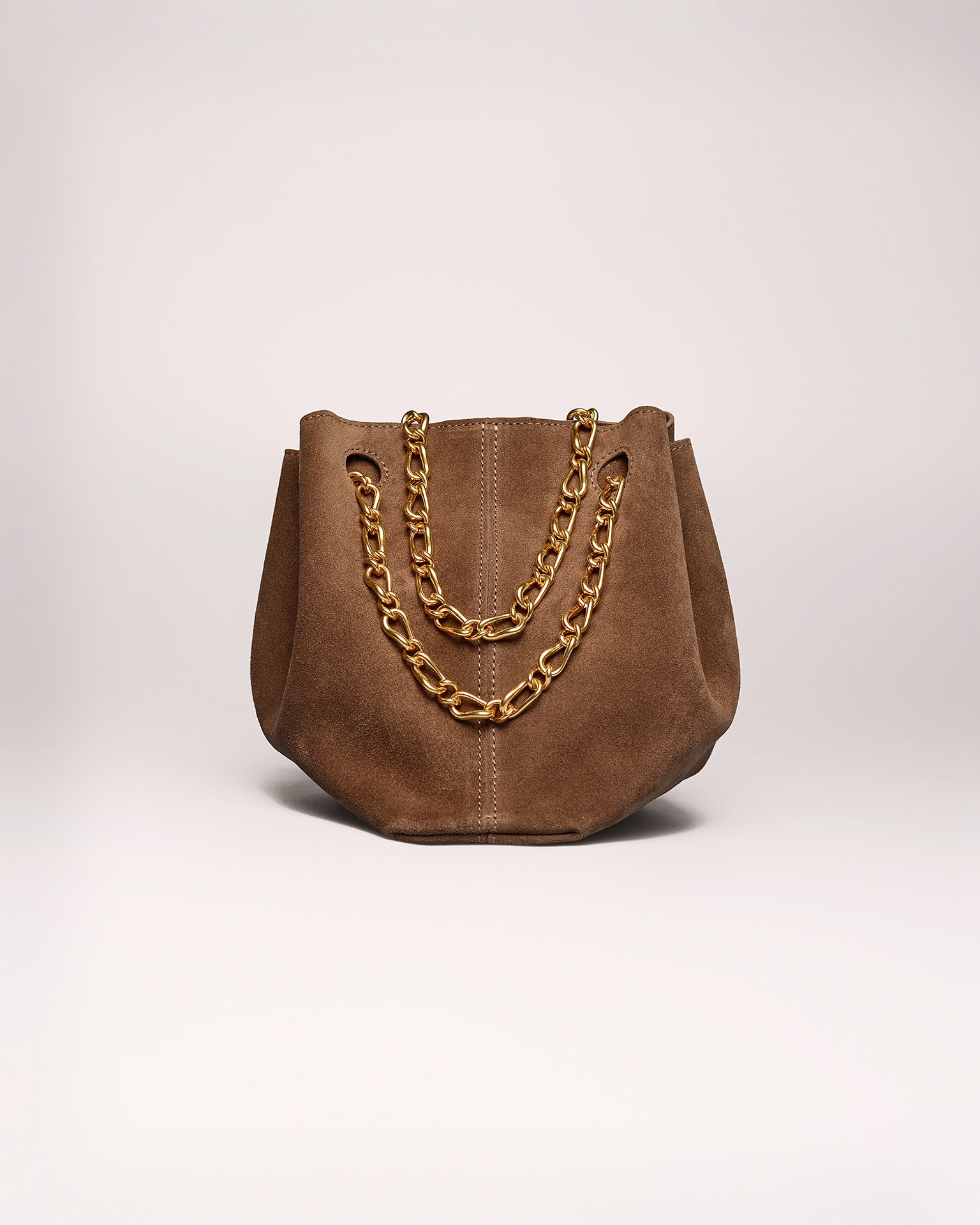 THE GATHER BUCKET - Suede bucket bag - Havana - 1