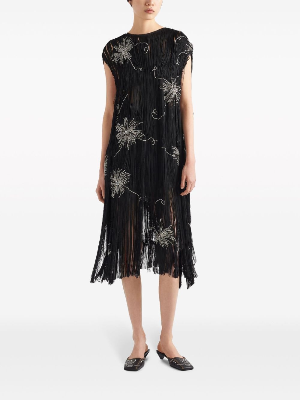 fringed embroidered dress - 2