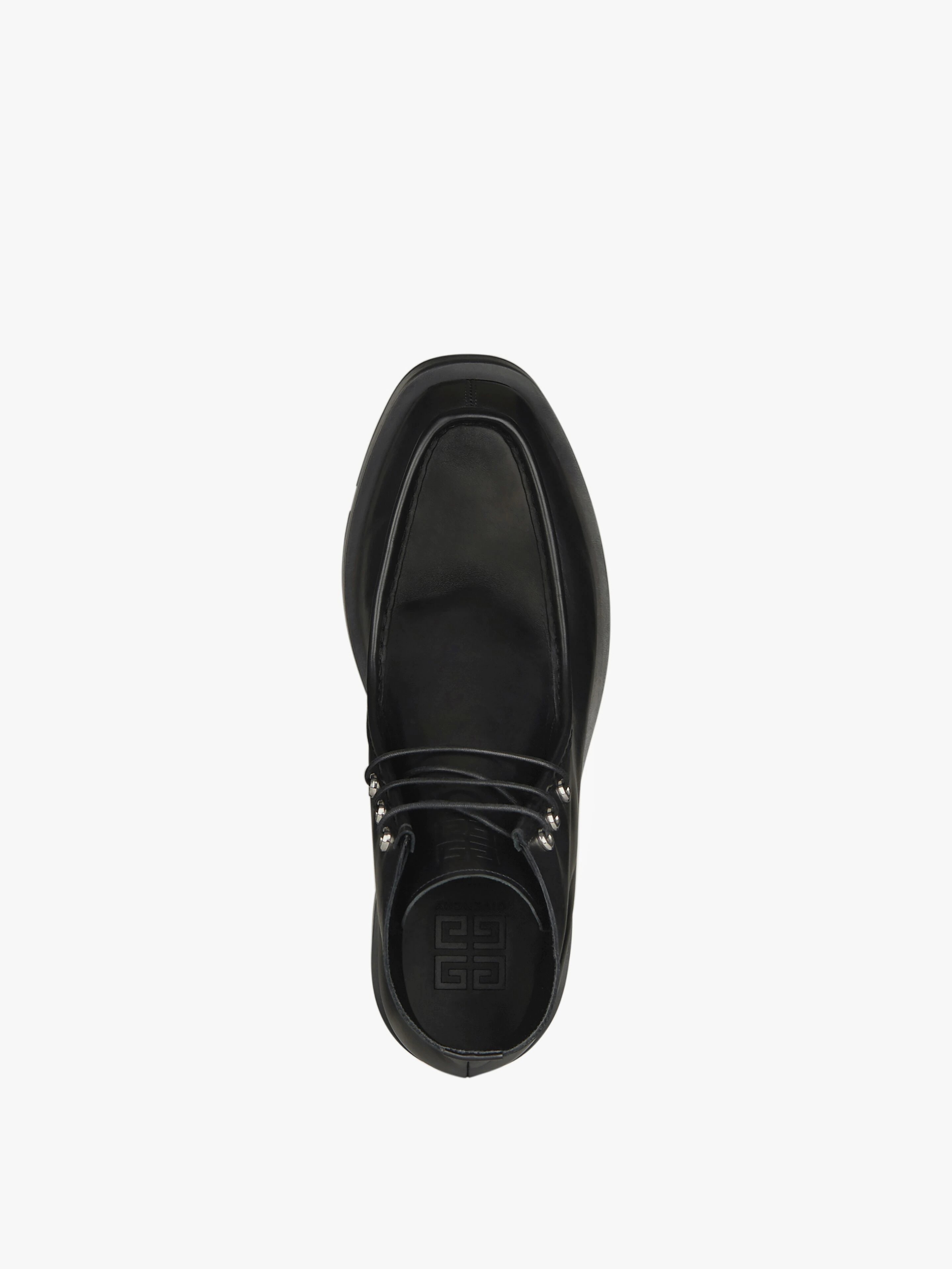 SQUARED LACE-UP ANKLE BOOTS IN BOX LEATHER - 4