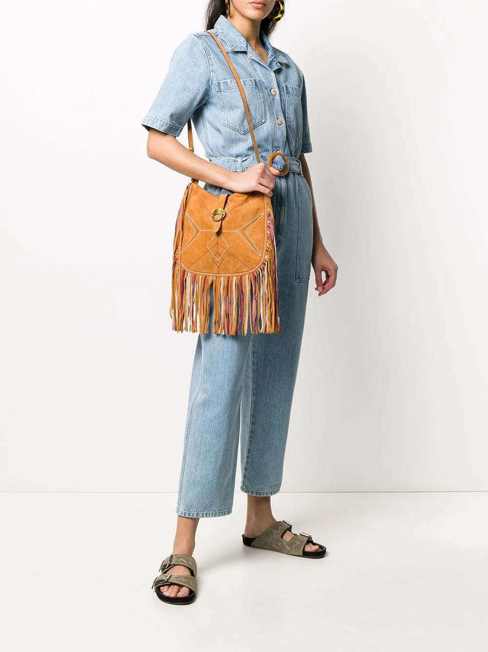 embroidered fringe shoulder bag - 2