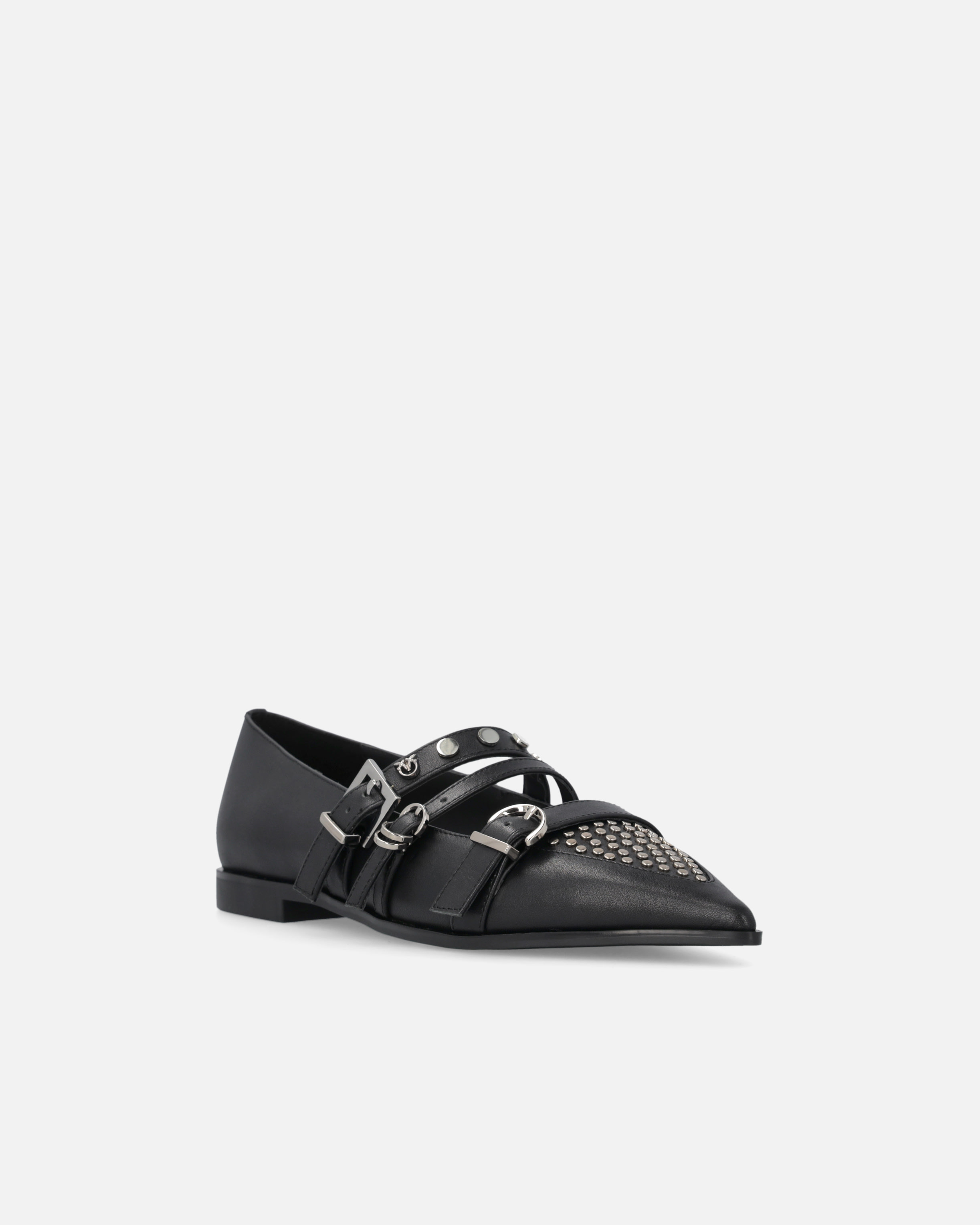 POINTED-TOE LEATHER BALLERINAS WITH STUDS - 2