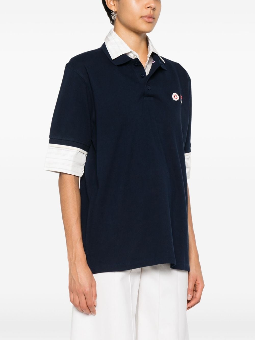 logo-embroidered layered polo shirt - 3