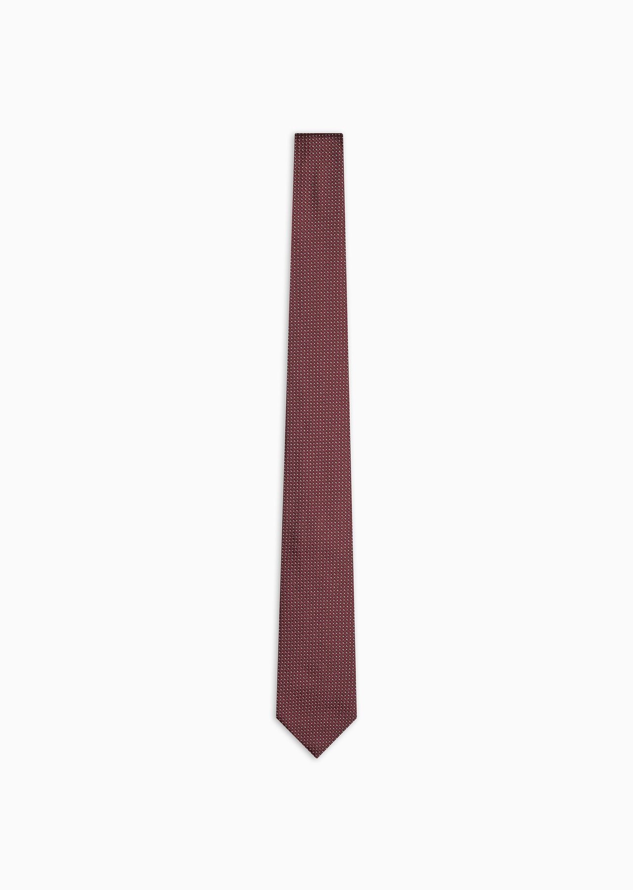 Pure silk tie with jacquard micro-motif - 1