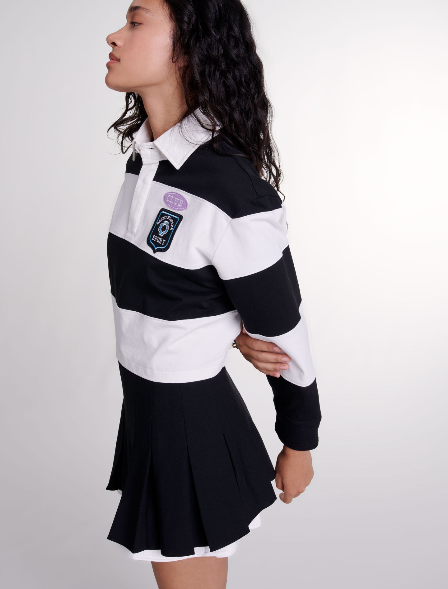 Dual-material pleated skort - 7