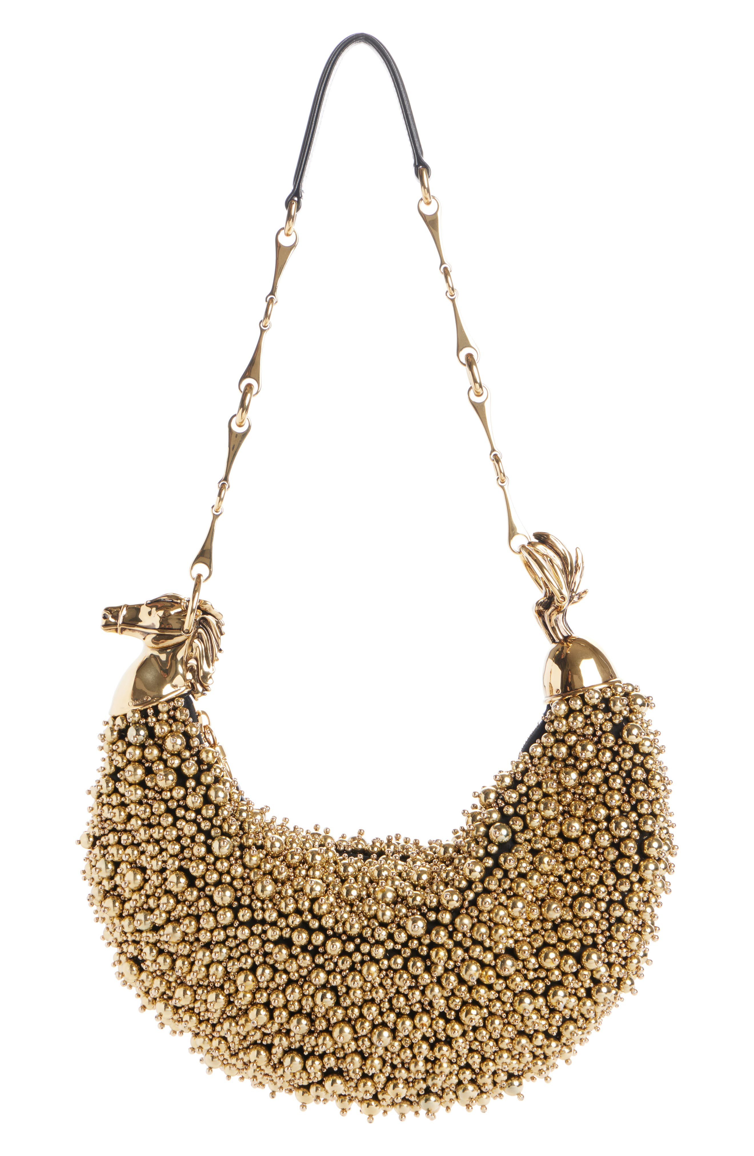 Chloé Chain Horse Beaded Hobo Bag in Gold at Nordstrom - 1