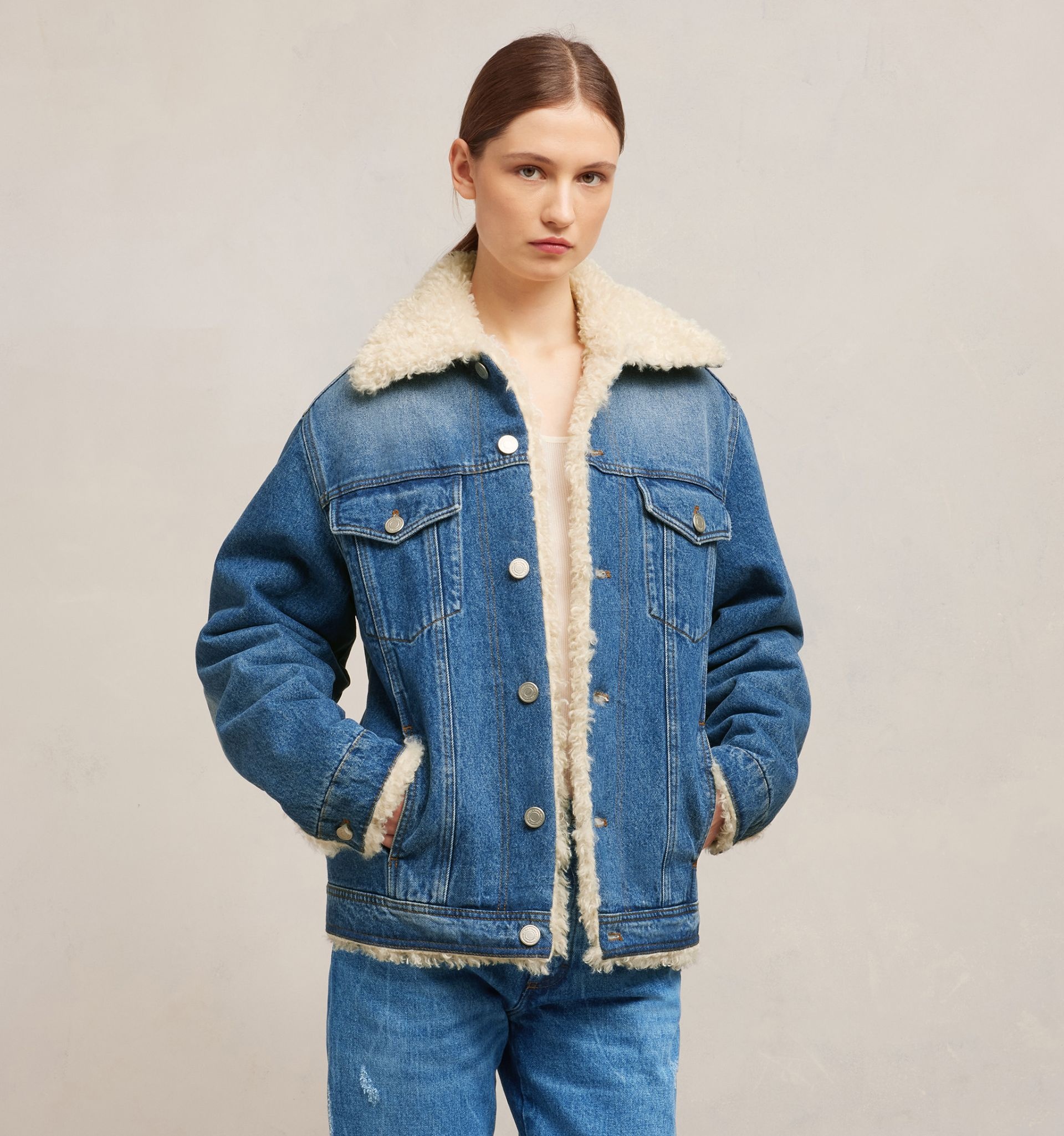Trucker Jacket Lined With Synthetic Fur - 7