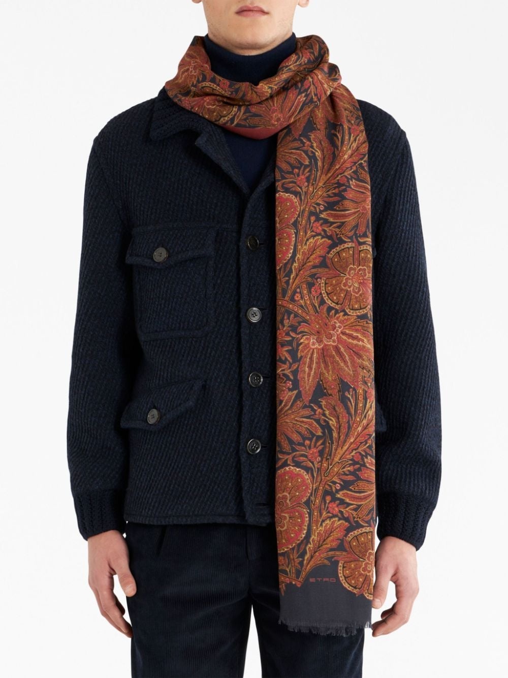 floral-print wraparound-style scarf - 3