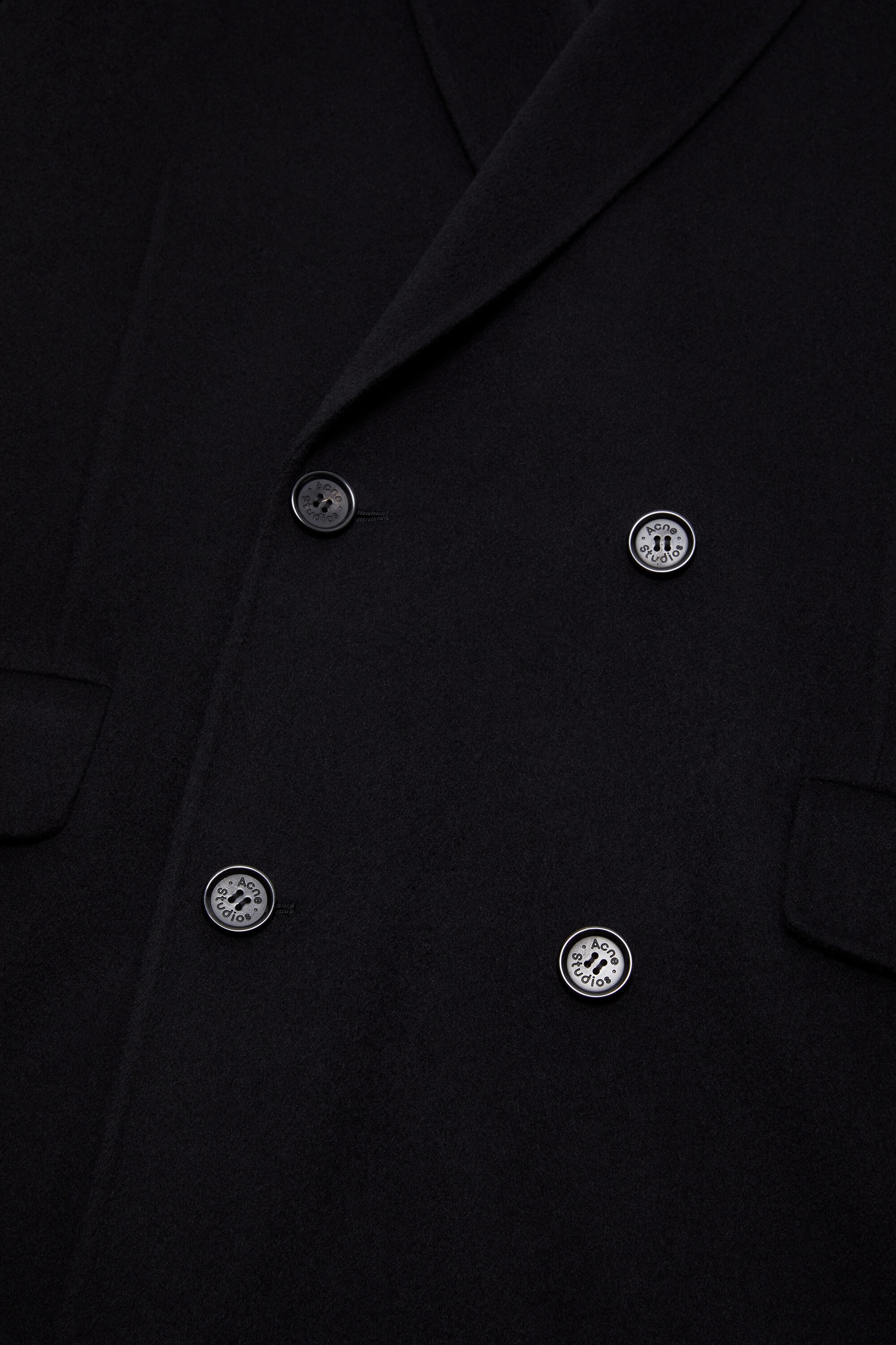 Double-breasted wool coat - Black - 5