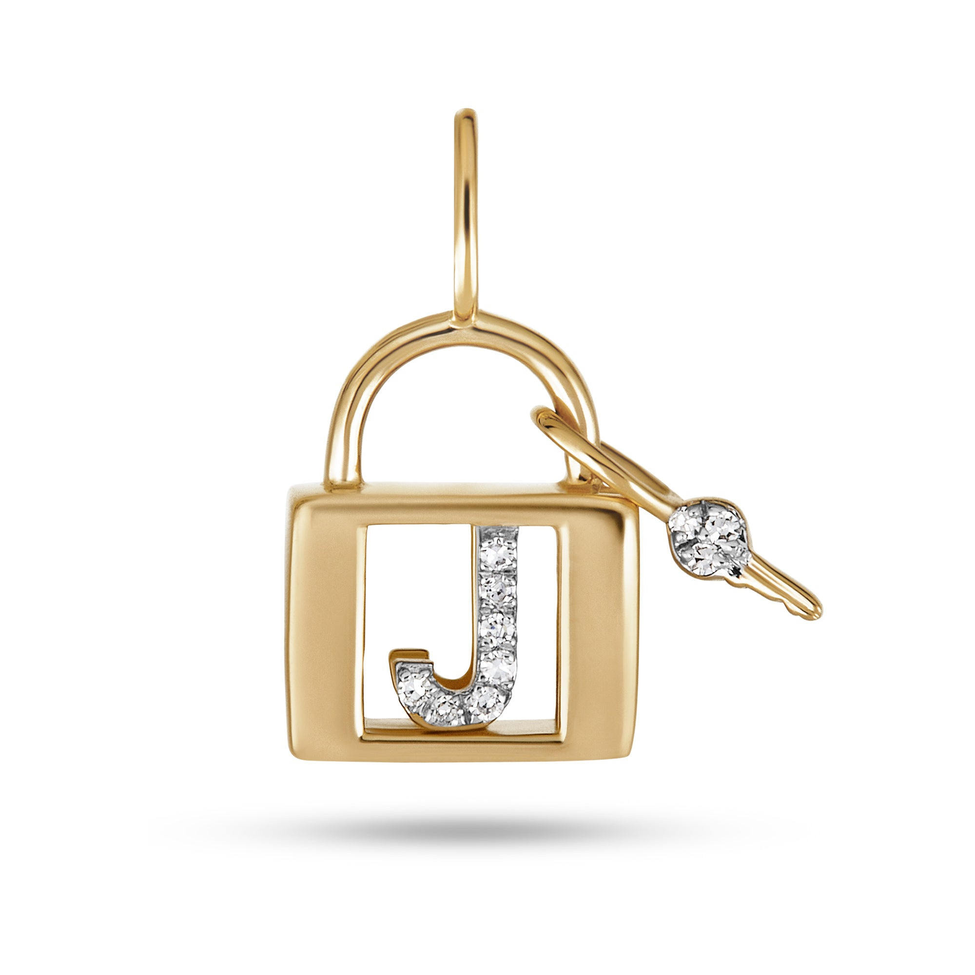 Love Lock Diamond Initial Charm - 14