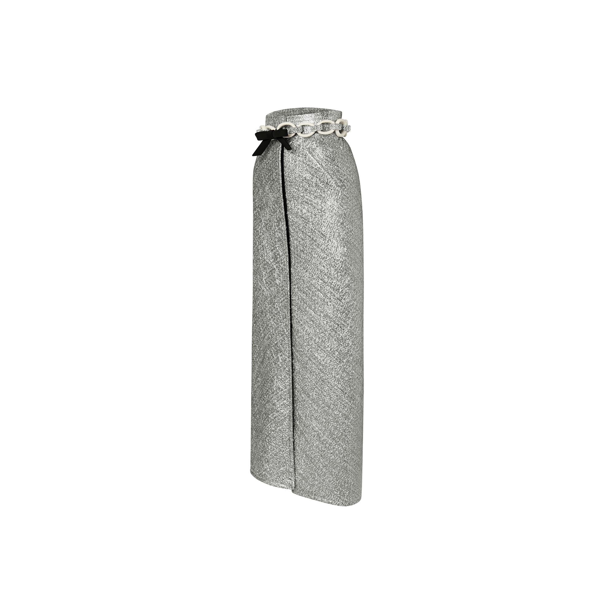Snap Front Metallic Tweed Skirt - 2