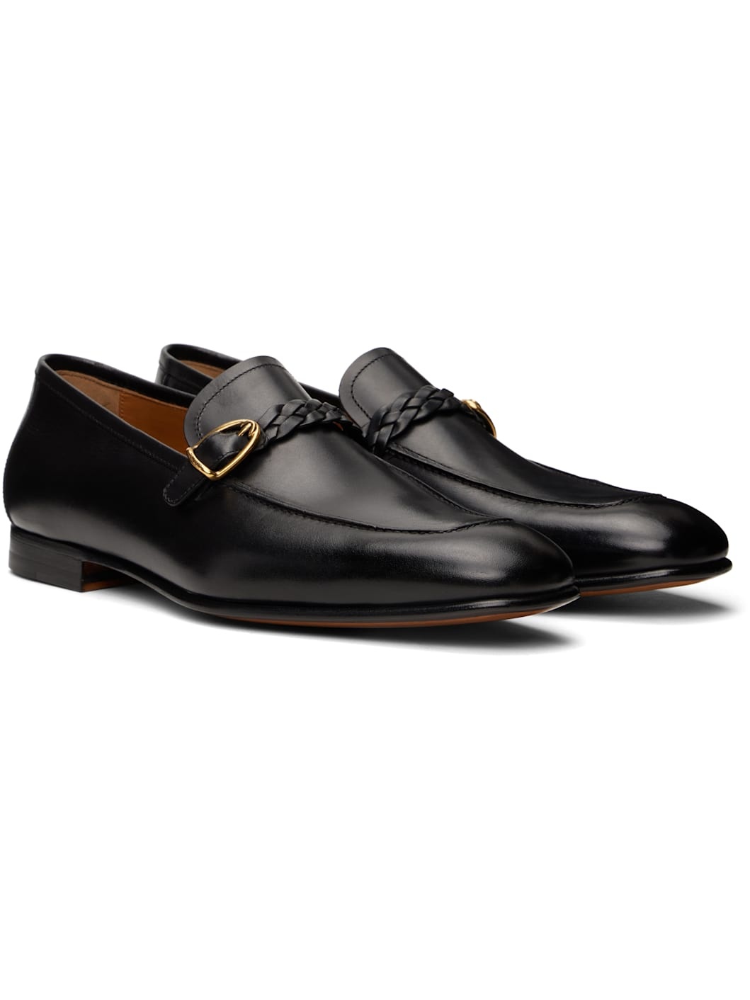 Black Burnished Leather Martin Loafers - 4