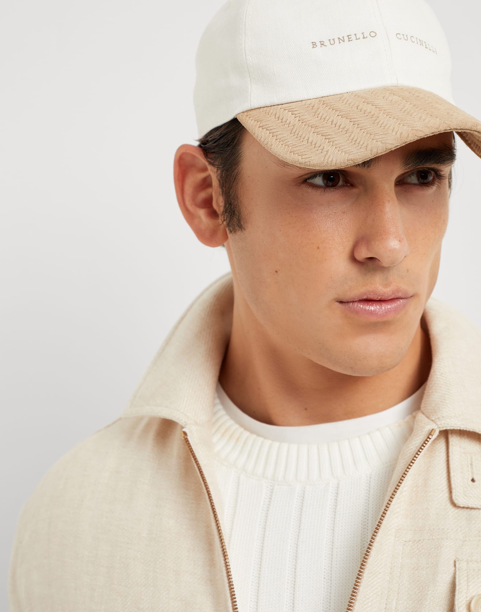 Denim-effect linen and suede baseball cap with embroidery - 3