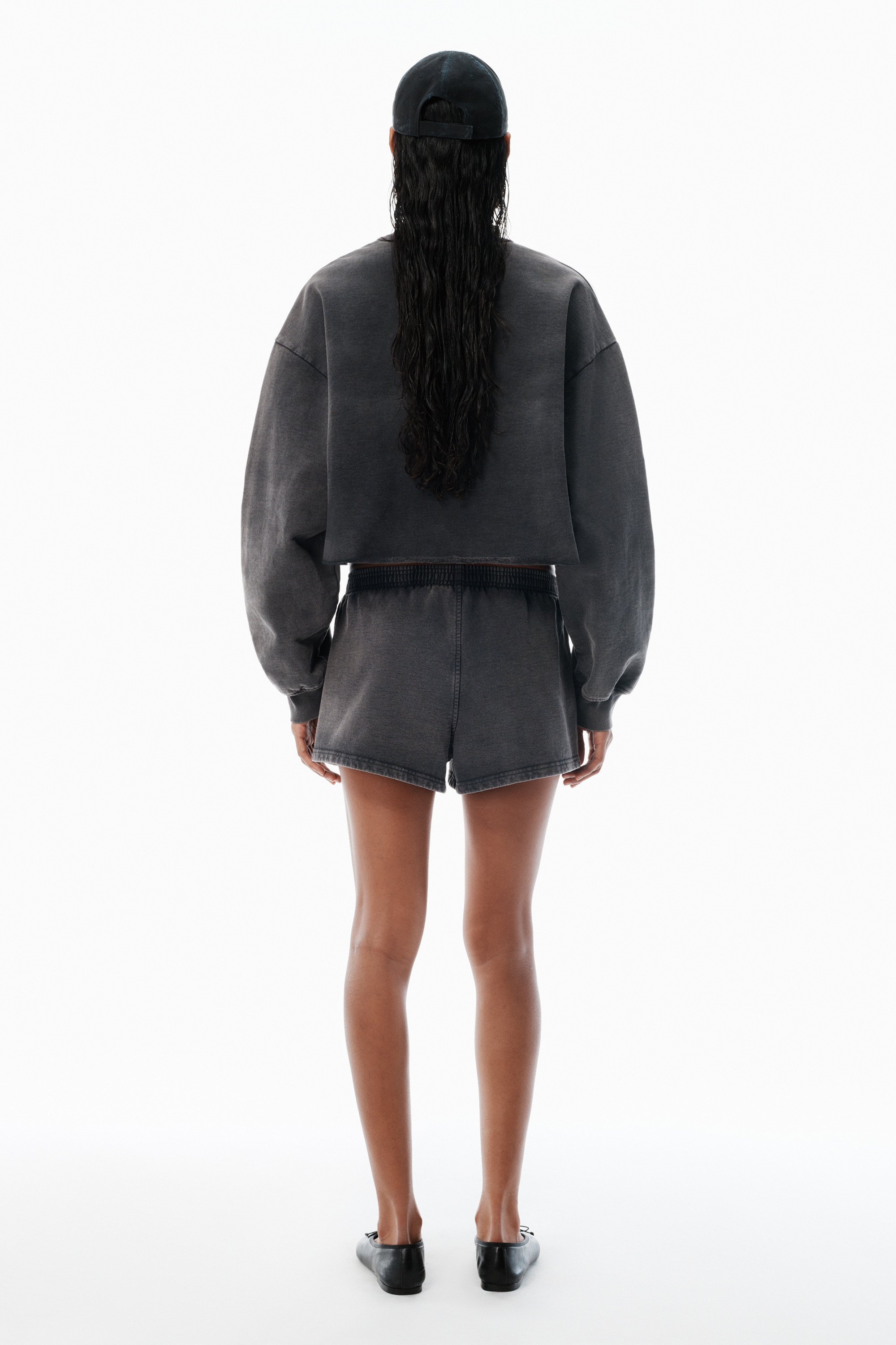 Black Cotton-Terry Running Shorts - 4