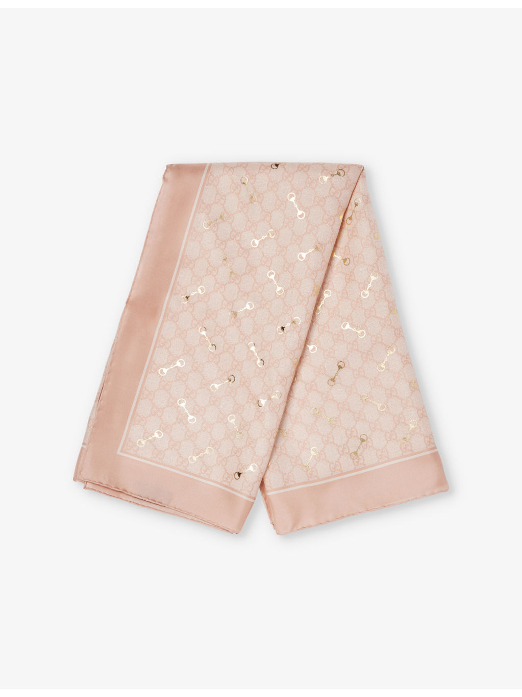 GG Monogram-Print Horsebit Silk Scarf - 1