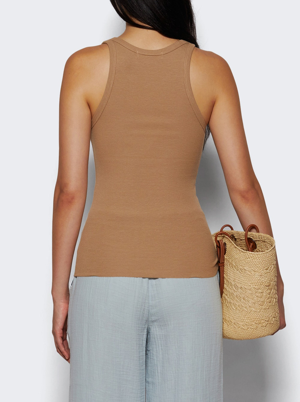 High Neck Fitted Tank Taupe - 4