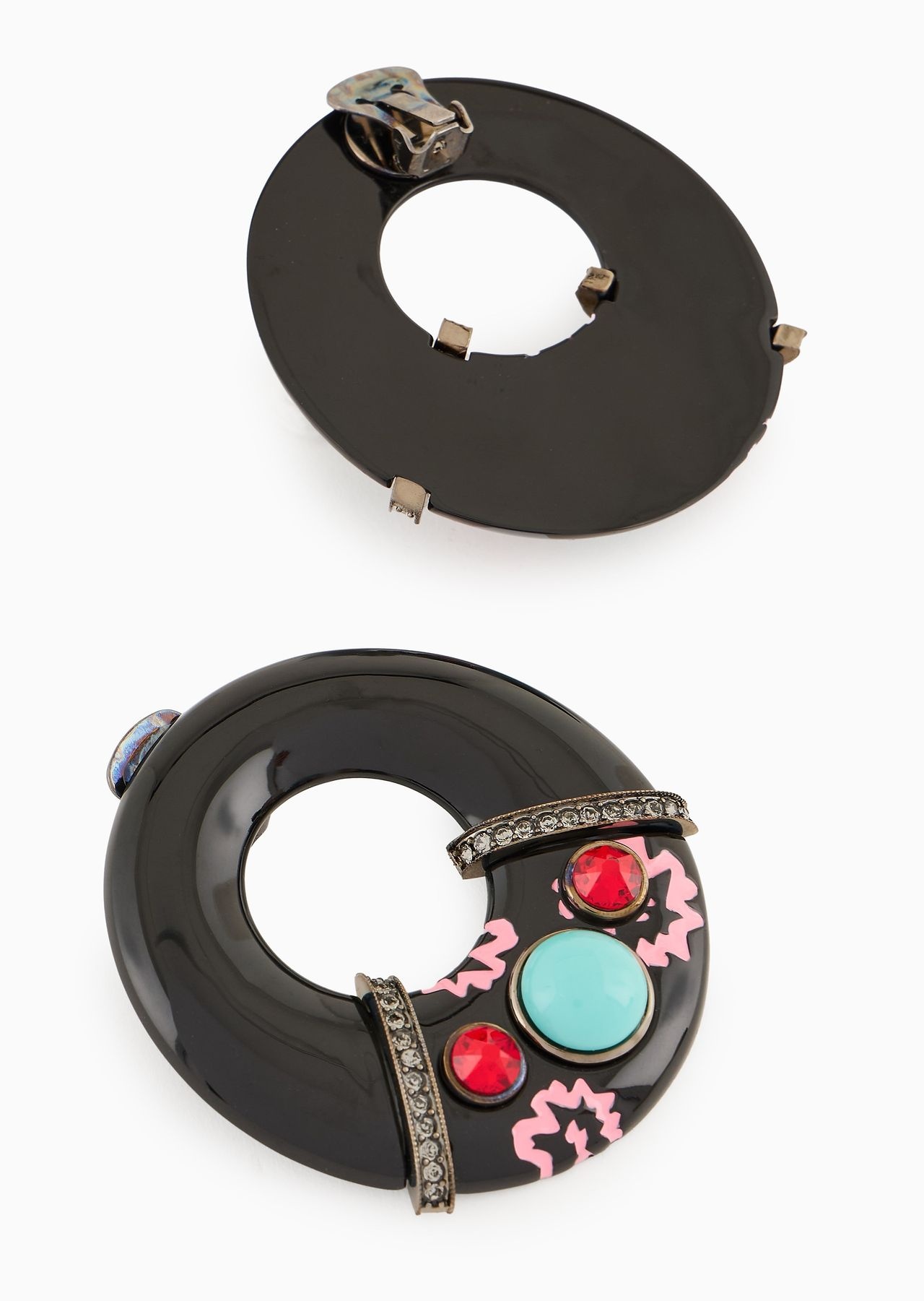 Round resin and crystal earrings - 2