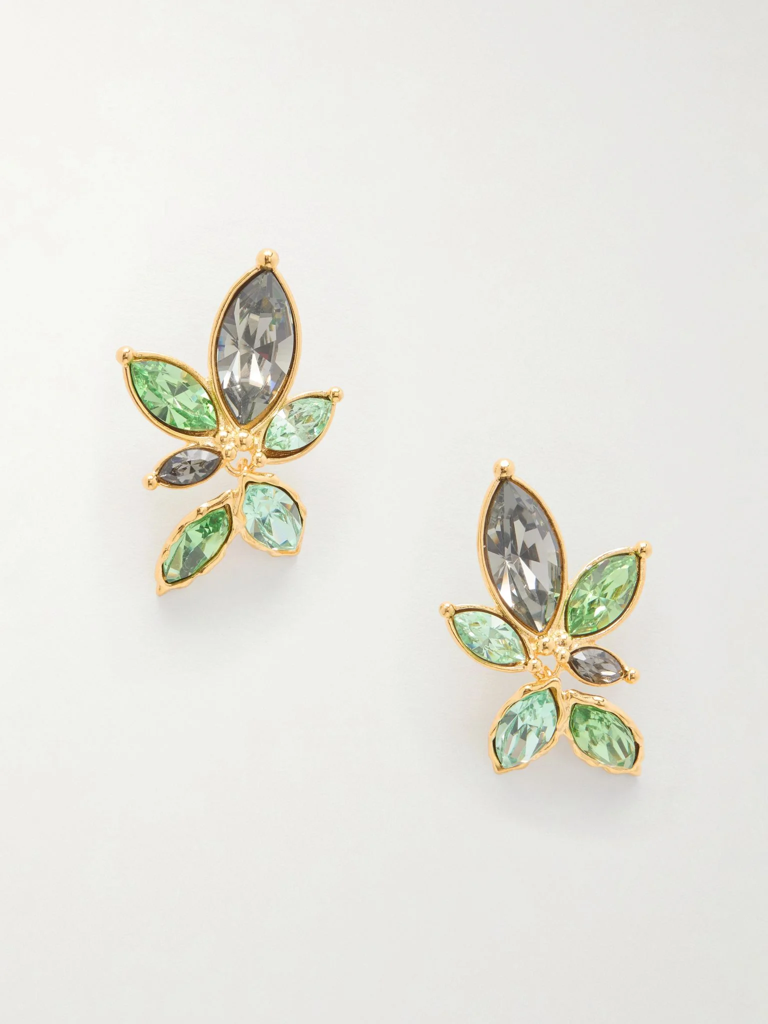 Navette crystal-embellished gold-tone earrings Green - 1