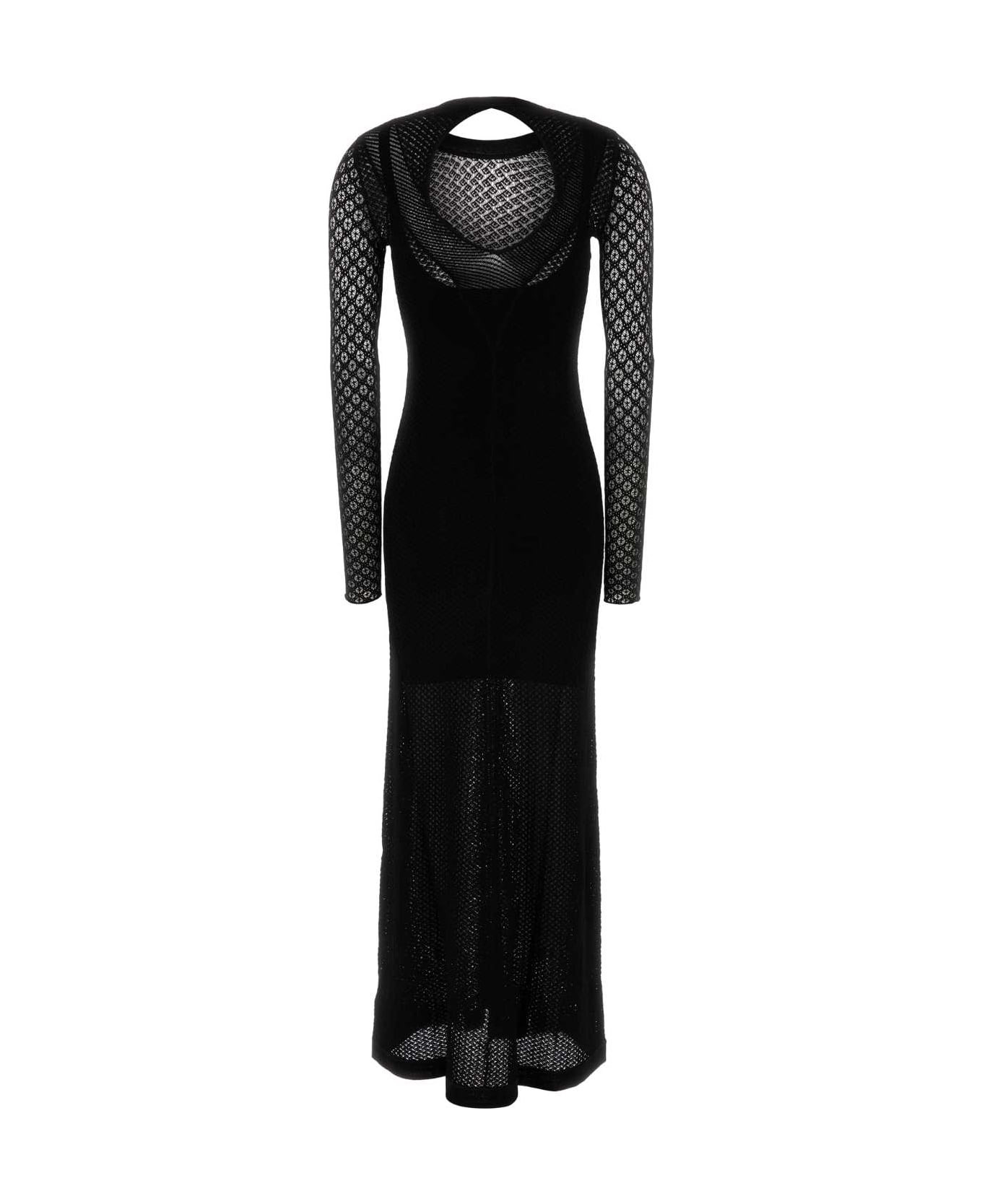 Black Knit And Lace Florie Long Dress - 2