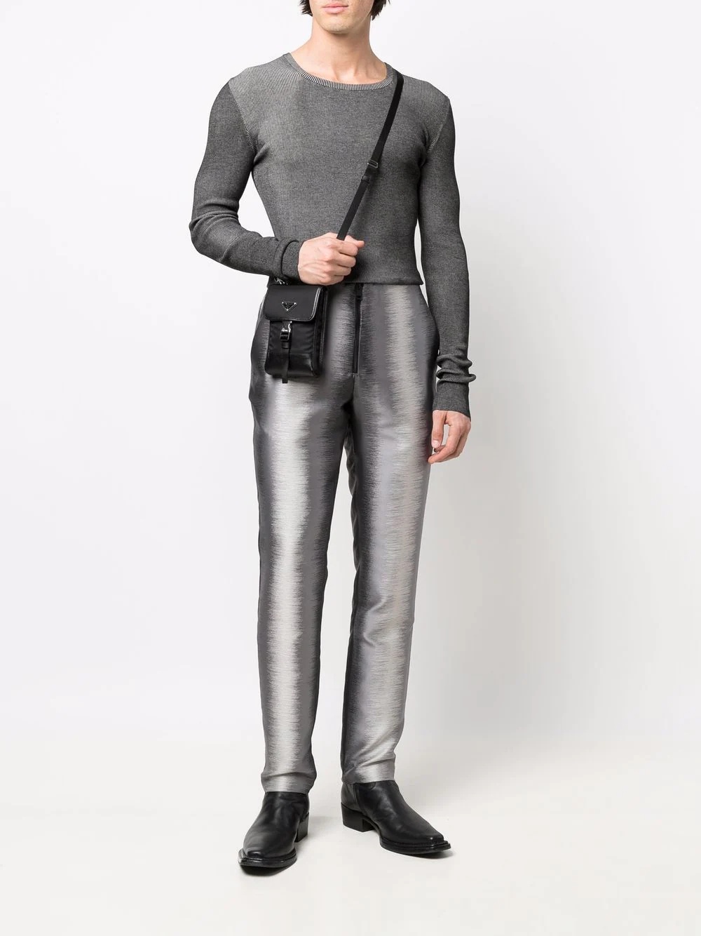 metallic-effect fitted trousers - 2